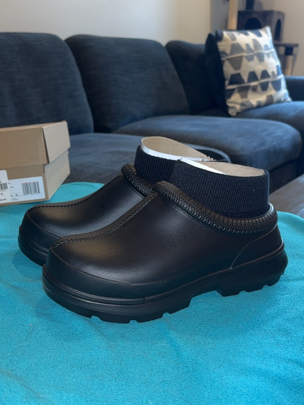 NWT UGG x Tasman X Black Waterproof Rubber Rain Boot Clogs size 8